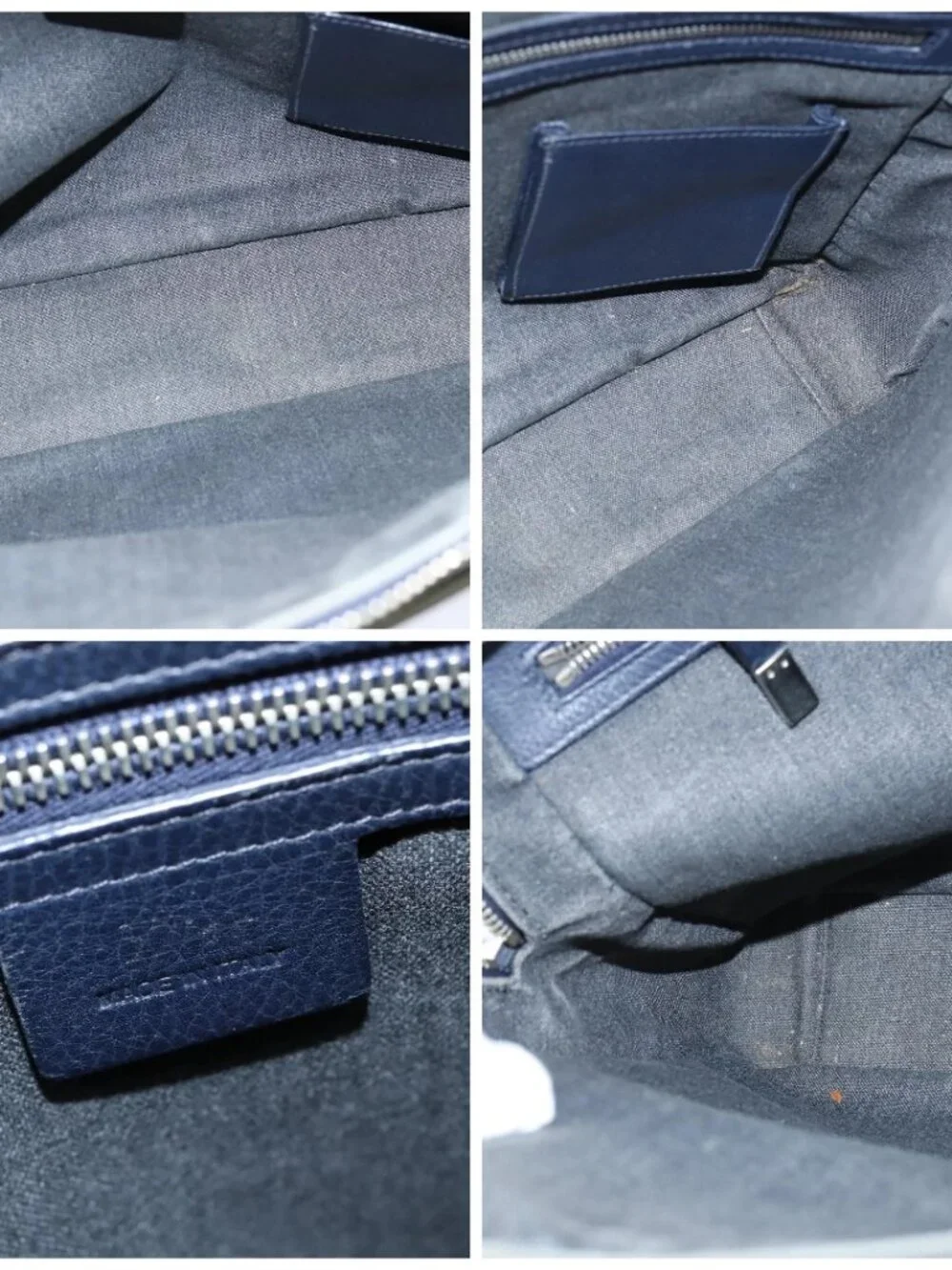 Christian Dior Business Bag Leather 2ways Navy Silver